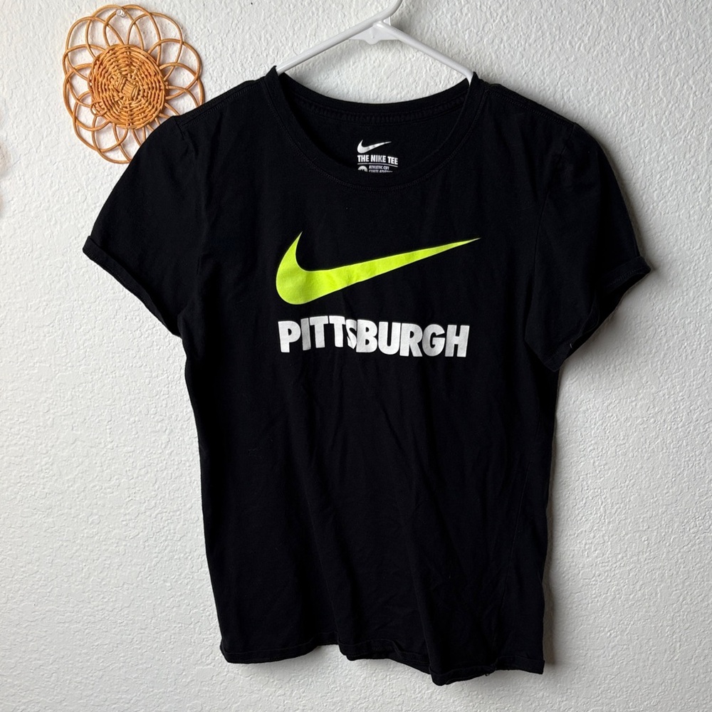 Nike Black Tee with Neon Yellow Swoosh